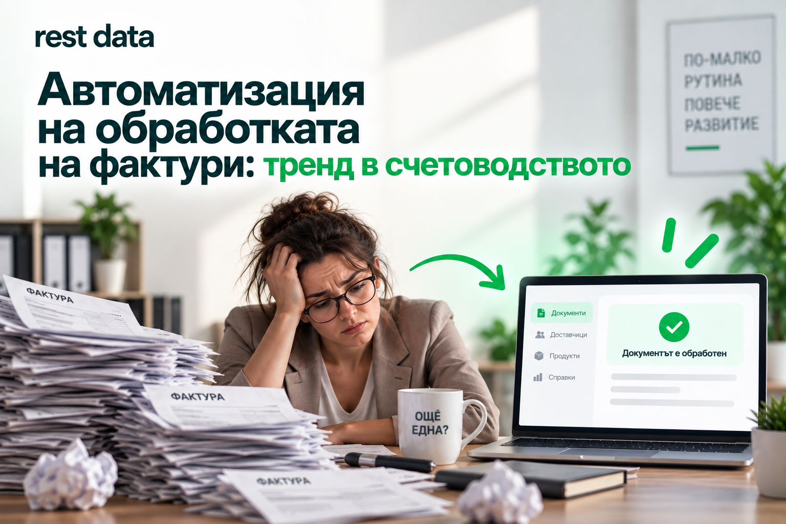 Банер на статията „Автоматизация обработка фактури: тенденция в счетоводството“